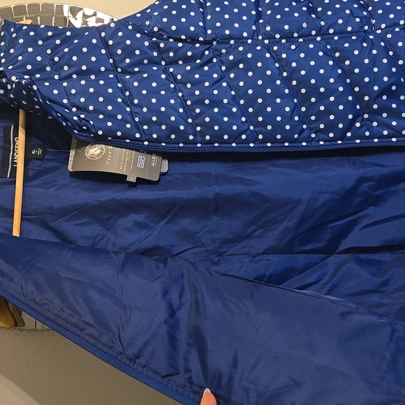 Lands End Down Filled Polka Dot Puffer Pocket Hyper Dry Water Resistant Vest NWT - Picture 9 of 16